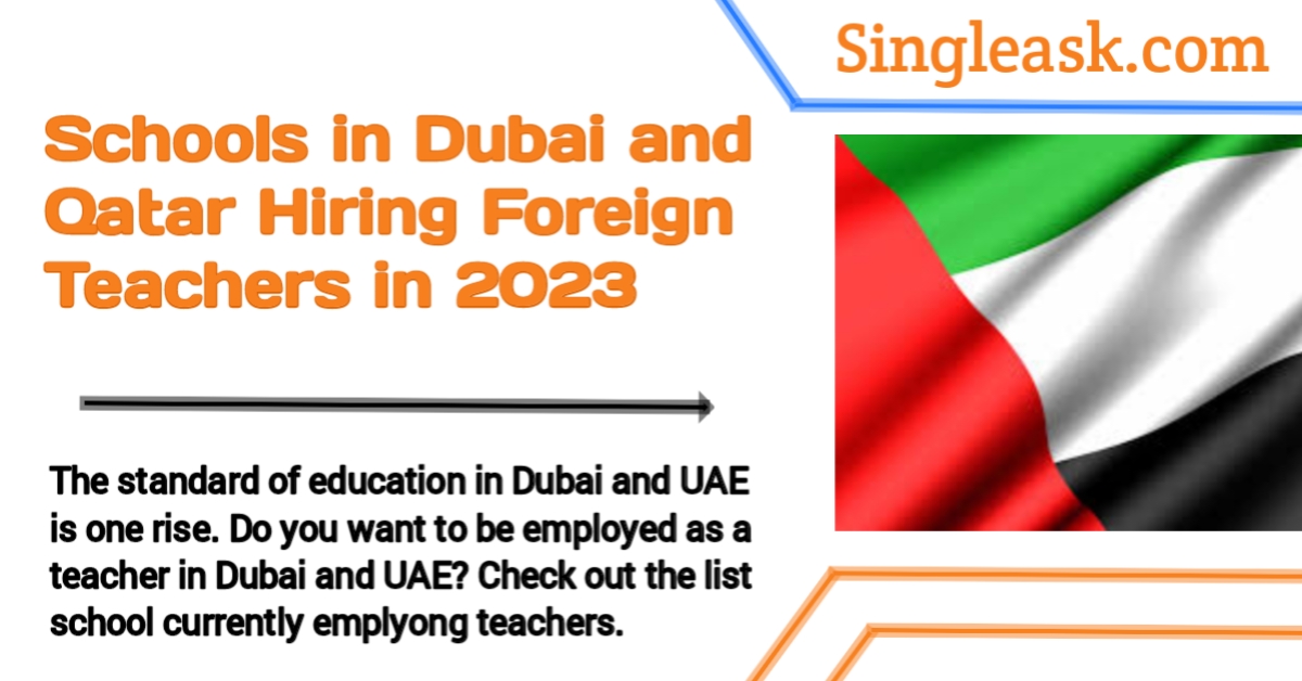 Schools In Dubai And Qatar Hiring Foreign Teachers